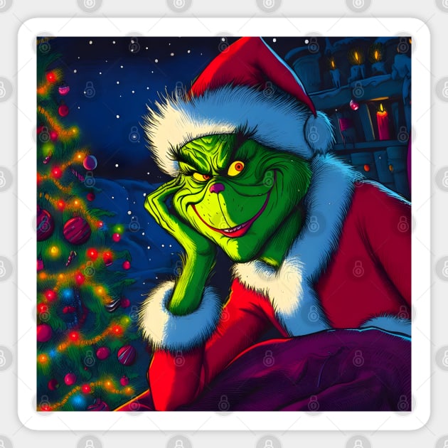 Whimsical Holidays: Grinch-Inspired Artwork and Festive Delights Sticker by insaneLEDP